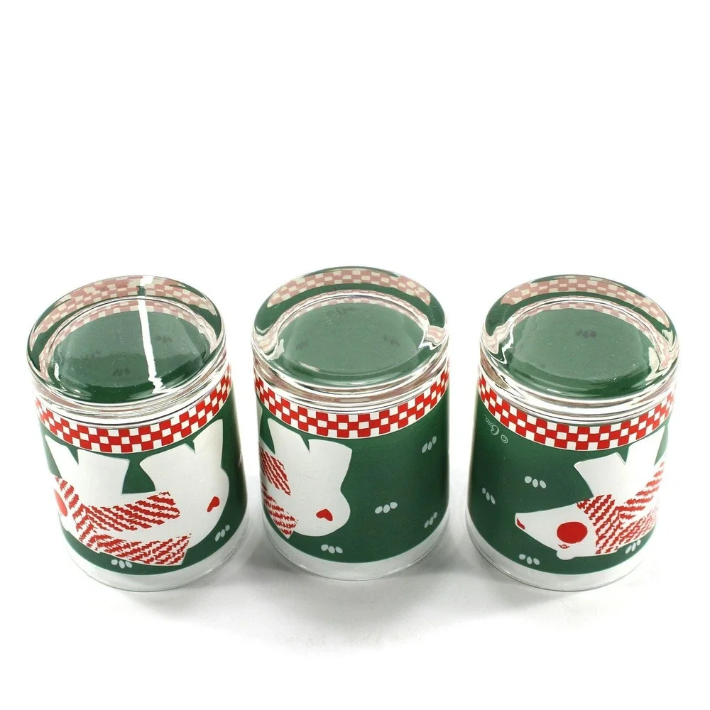 Double Old Fashioned Christmas Winter Cocktail Glasses Cera Set of 3 Polar Bear